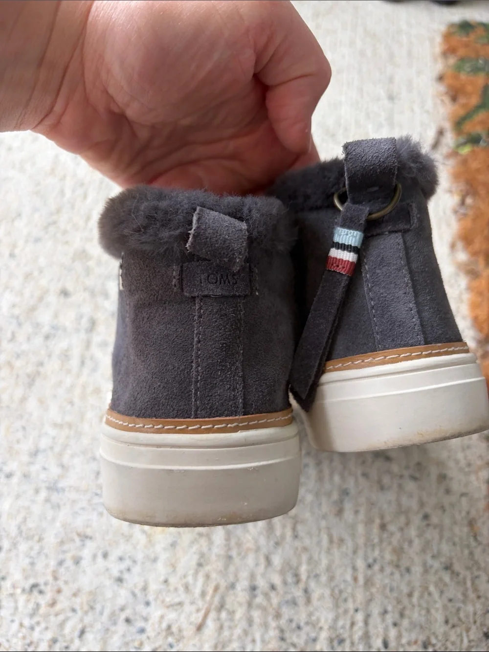 Toms Suede Slip-On Ankle Sneaker with Shearling Lining - Charcoal